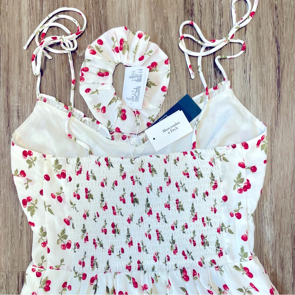 Abercrombie & Fitch Tie-Strap Slim Waist Mini Dress, size S + matching scrunchie - Picture 5 of 6